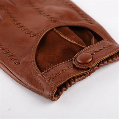 Genuine Leather Gloves Male Unlined Imported Sheepskin Men Driving Locomotive Mittens Spring Autumn Breathable M063N