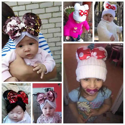 Winter Children Big Bowknot Hat Baby Cap Thick Warm