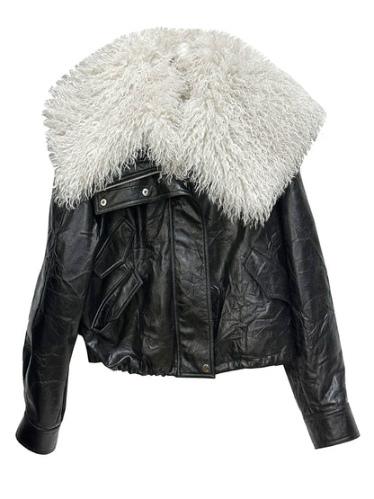 Nursey Vegan Leather Fuzz Jacket