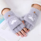 Soft Mink Gloves Cat Claw Fingerless Flip Mittens Winter Warm Wool Touchscreen Gloves Flap Cover Women Men Knitted Mitten Glove