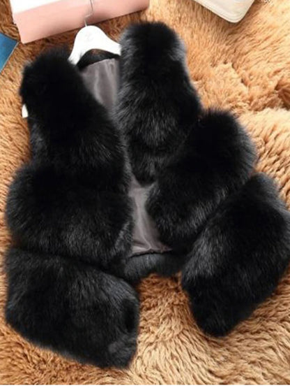 3XL Autumn Winter Thick Warm Faux Fox Fur Vest