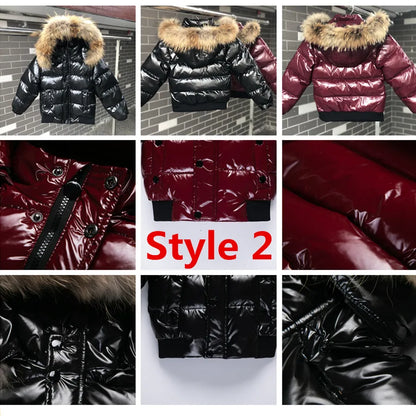 Unisex Winter Coat Down Jacket for Boys Clothes 2-14 Y Children's Clothing Thicken Outerwear & Coats With Nature Fur Parka Kids