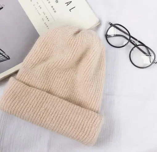 Autumn Winter Rabbit Hair Winter Skullies Hat Fashion Warm Beanies