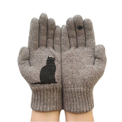 Womens Winter Faux Wool Thick Warm Knit Gloves