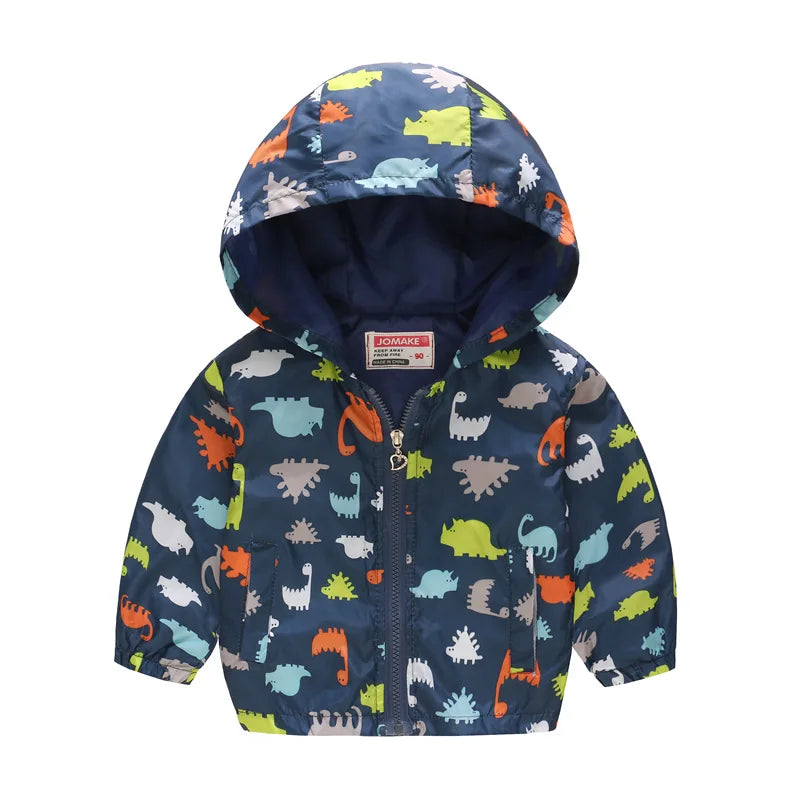 Spring Windbreaker for Girls Boy Dinosaur Childrens' Jacket 2 to 8 Years Baby Toddler Kids Coat Teen Child Bomber Hooded Clothes