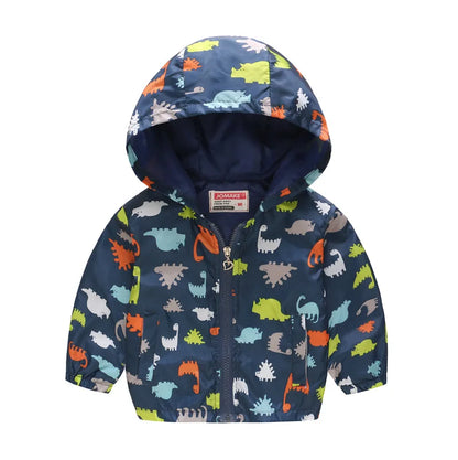 Spring Windbreaker for Girls Boy Dinosaur Childrens' Jacket 2 to 8 Years Baby Toddler Kids Coat Teen Child Bomber Hooded Clothes