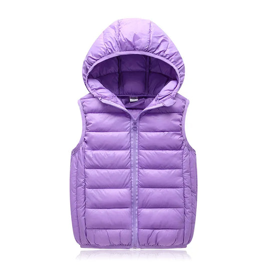 Hooded Child Waistcoat Children Outerwear Kids Jackets Warm Cotton Baby Boys Girls Vest for Spring Autumn 3-14 Years Old