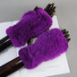 New Arrival Women Knit Fur Mitten Girls 100% Real Genuine Knitted Rex Rabbit Fur Mittens Winter Warm Real Fur Fingerless Gloves