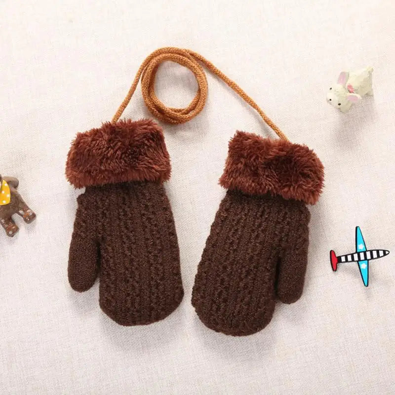 0-4y Baby Winter Gloves Warm Knitted Cute Thick Knit Mittens Patchwork Outdoor Mittens Wool for Toddler Infant Newborn Girls Boy