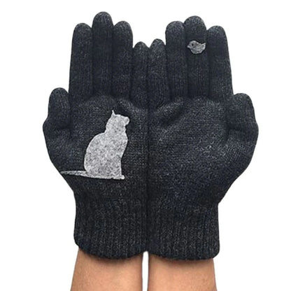 Womens Winter Faux Wool Thick Warm Knit Gloves