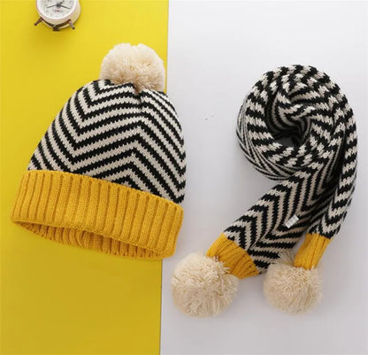 Winter Kid Warm Knit Hat and Scarf Child