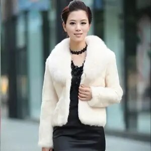 High Quality Winter Warm Fluffy Faux Fur Coats Jackets Women Furry Short Faux Fox Fur Collar Jacket Overcoat Lu1238