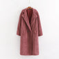 Teddy Jacket Faux Fur Coat Long Red White Pink Fur Coat Female Vintage Fur Collar Winter Coat Women Elegant Shaggy Fur Coats