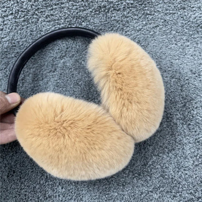 Natural 100% Rex Rabbit Fur Earmuff Women's