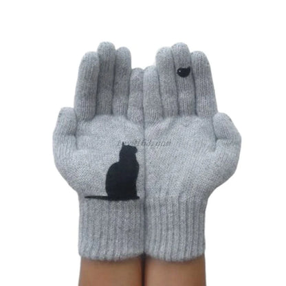 Womens Winter Faux Wool Thick Warm Knit Gloves