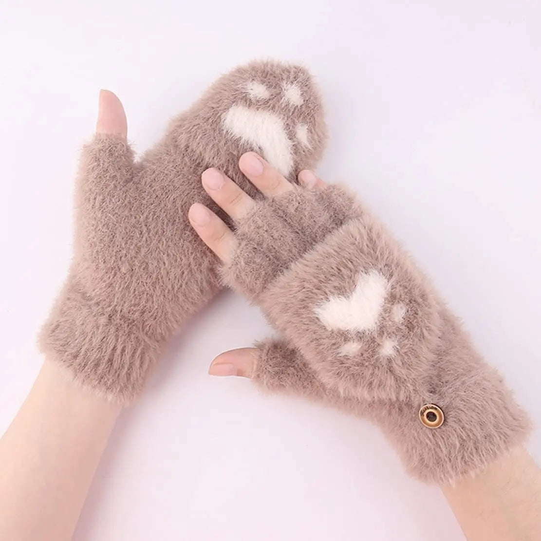 Soft Mink Gloves Cat Claw Fingerless Flip Mittens Winter Warm Wool Touchscreen Gloves Flap Cover Women Men Knitted Mitten Glove