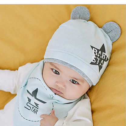 Autumn Winter Children's Hat Bib 2 Sets Boys and Girls