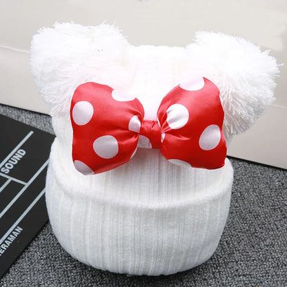 Winter Children Big Bowknot Hat Baby Cap Thick Warm