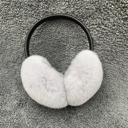 Natural 100% Rex Rabbit Fur Earmuff Women's