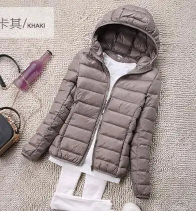 SEDUTMO Winter  Womens Down Jackets Short Ultra Light Duck Down Coat Hooded Puffer Jacket Autumn Parkas ED034