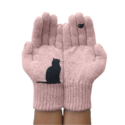 Womens Winter Faux Wool Thick Warm Knit Gloves