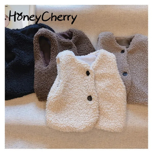 HoneyCherry Children's Double Vest Baby Girl and Boy Plush Vest Baby Girl Winter Clothes Toddler Girl Vest