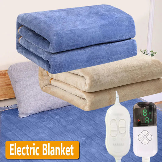 Flannel Electric Blanket Bed Double 220V  Heating Blankets remote