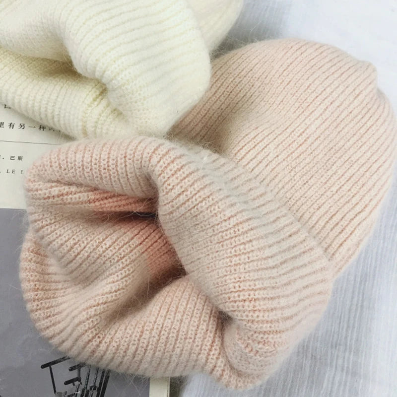 Autumn Winter Rabbit Hair Winter Skullies Hat Fashion Warm Beanies