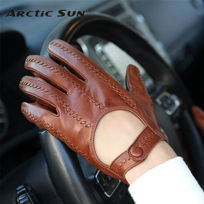 Genuine Leather Gloves Male Unlined Imported Sheepskin Men Driving Locomotive Mittens Spring Autumn Breathable M063N