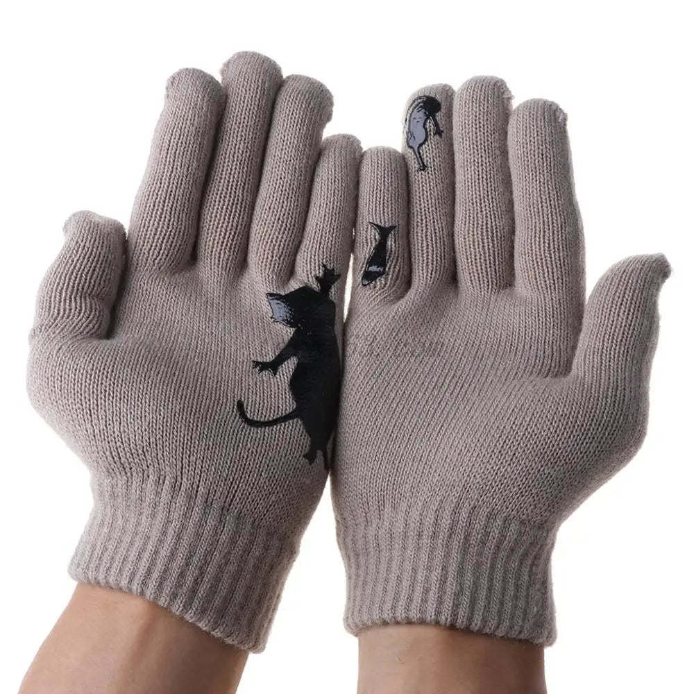 Womens Winter Faux Wool Thick Warm Knit Gloves