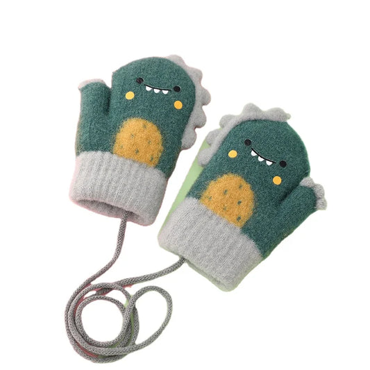 Cute Windproof Cartoon Style Knitted Warm Gloves Kids Children Mittens