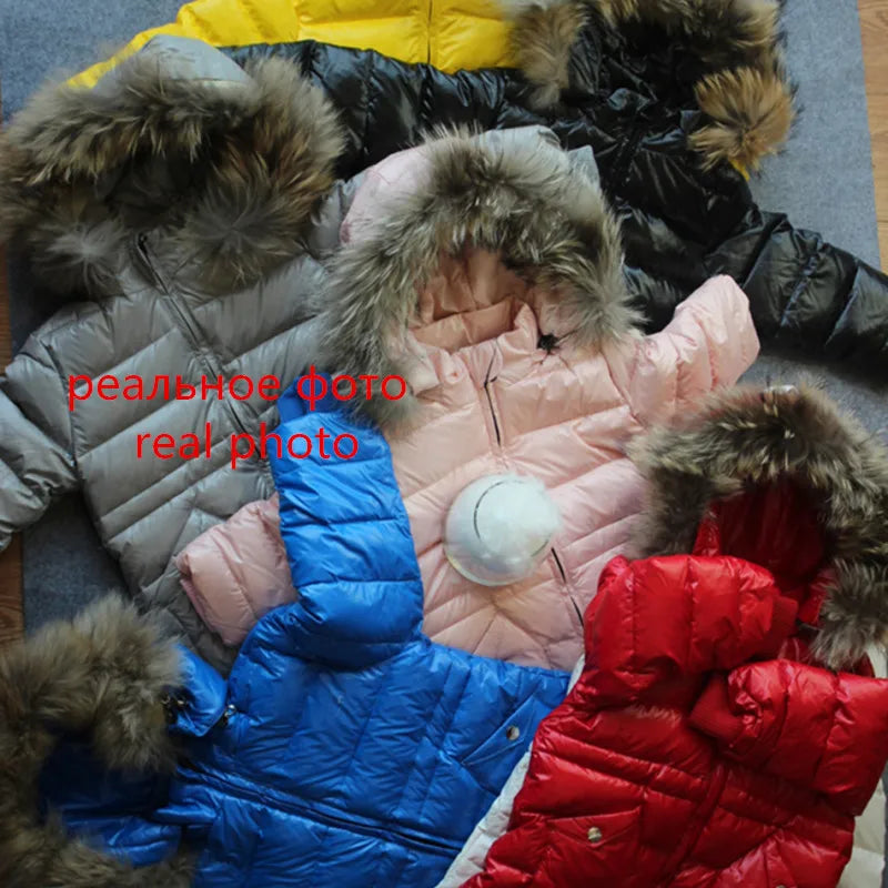 -30 Russian Winter Snowsuit 2023 Boy Baby Jacket 80% Duck Down Outdoor Infant Clothes Girls Climbing for Boys Kids Jumpsuit 2~5y