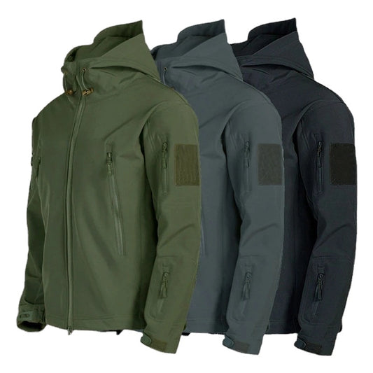 Shark Skin Soft Shell Jackets Men Tactical Windproof Waterproof Jacket Men Jackets  Hooded Bomber Coats