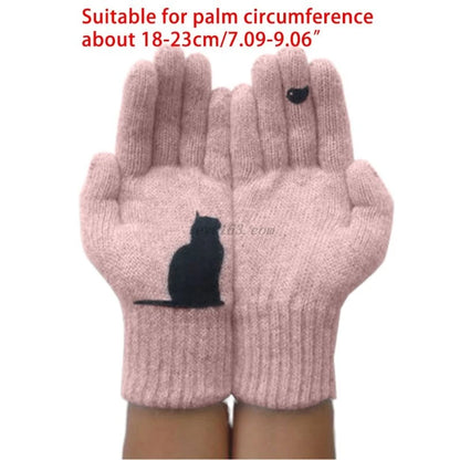 Womens Winter Faux Wool Thick Warm Knit Gloves