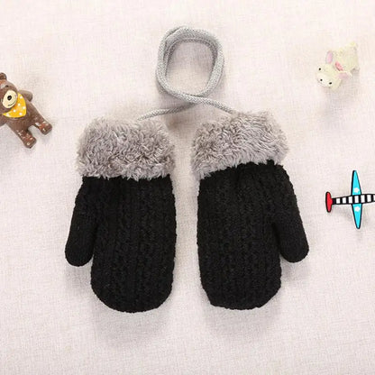 0-4y Baby Winter Gloves Warm Knitted Cute Thick Knit Mittens Patchwork Outdoor Mittens Wool for Toddler Infant Newborn Girls Boy