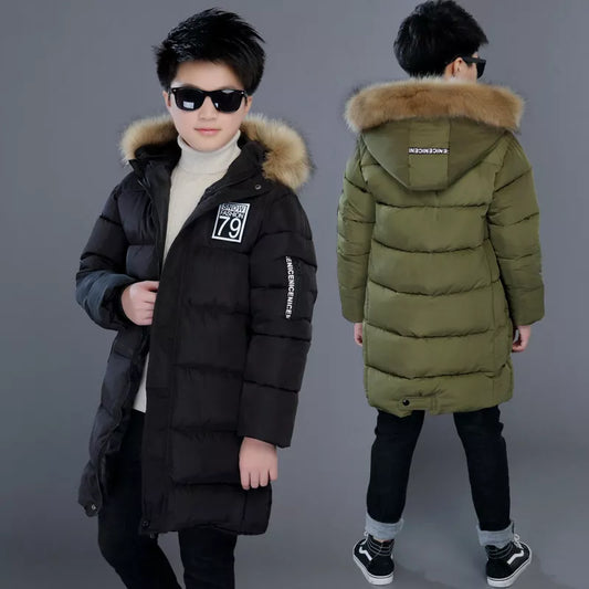 Winter Thicken Windproof Warm Kids Coat Waterproof Children Outerwear Cotton Filler Heavyweight Boys Jackets for 4-14 Years Old