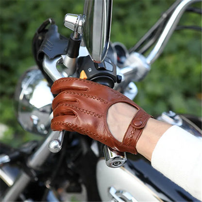 Genuine Leather Gloves Male Unlined Imported Sheepskin Men Driving Locomotive Mittens Spring Autumn Breathable M063N