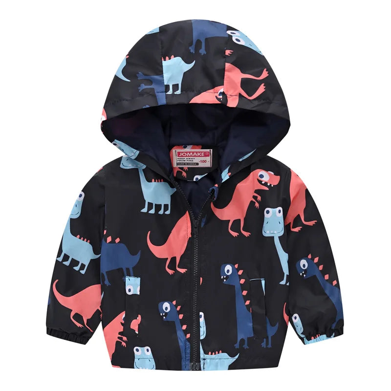 Spring Windbreaker for Girls Boy Dinosaur Childrens' Jacket 2 to 8 Years Baby Toddler Kids Coat Teen Child Bomber Hooded Clothes