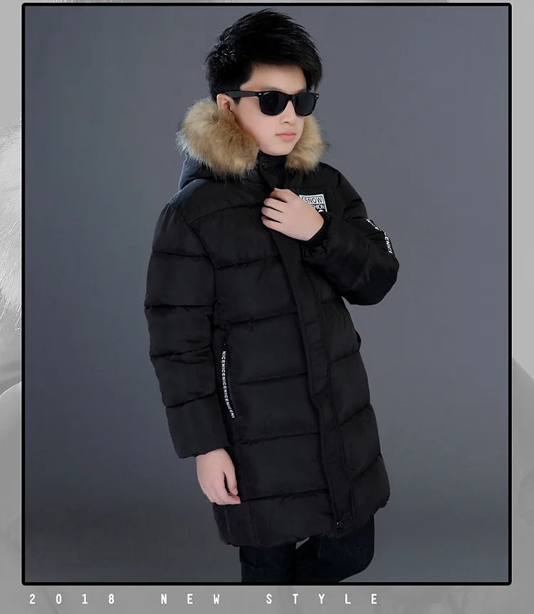 Winter Thicken Windproof Warm Kids Coat Waterproof Children Outerwear Cotton Filler Heavyweight Boys Jackets for 4-14 Years Old