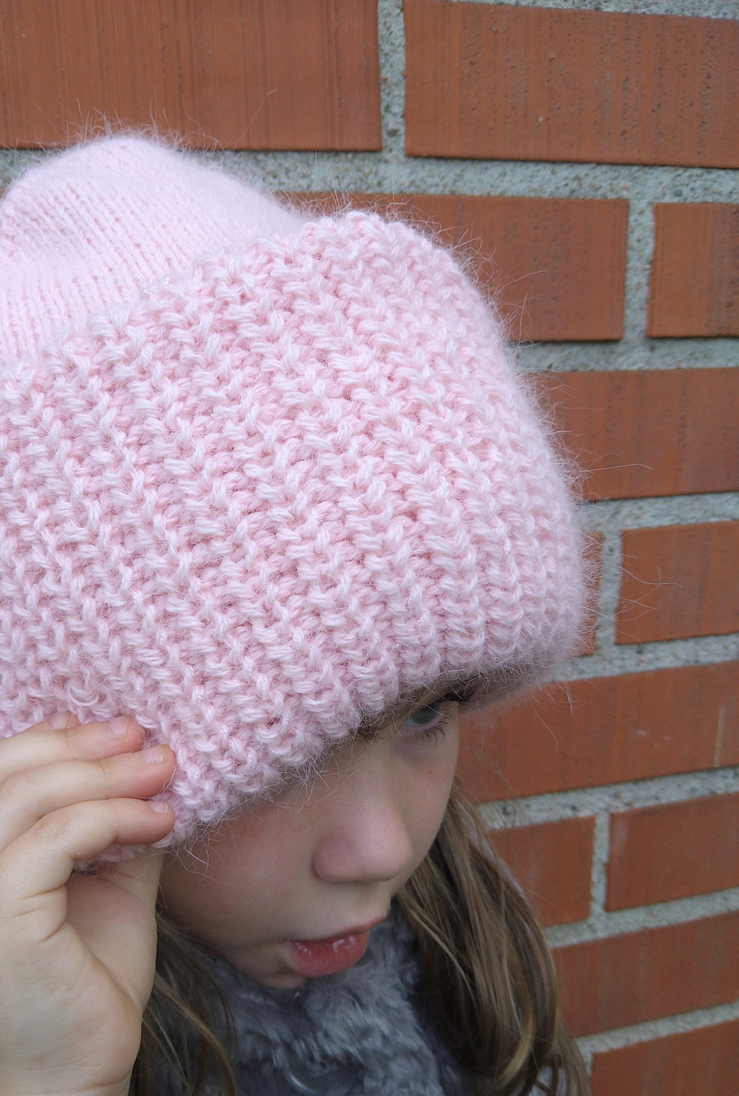 Knitted Mink Puffy Hat