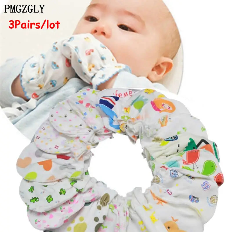 3Pairs/Lot  Newborn Baby Anti Scratch Mittens Gloves Baby Kids Care Accessories Gloves Mittens Cotton for 0 to 24 Month Gloves