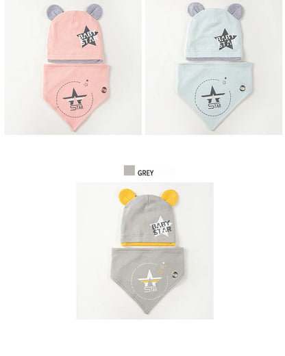 Autumn Winter Children's Hat Bib 2 Sets Boys and Girls