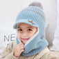 Knit Short Plush Hooded Scarf Kids Hat and Scarf