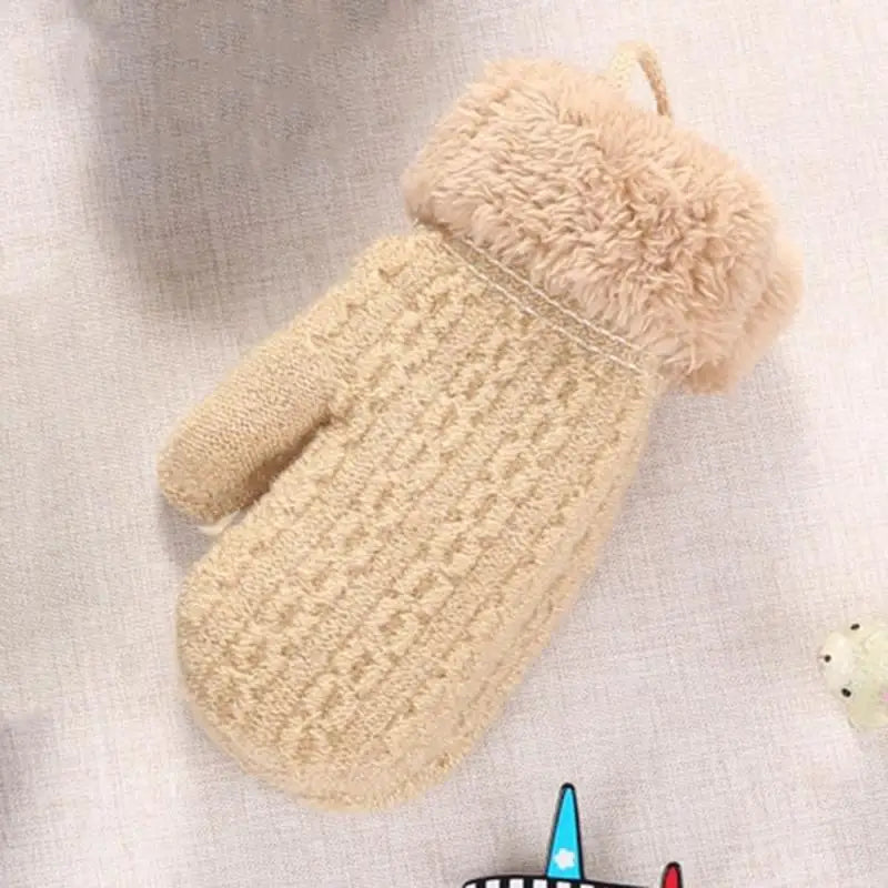 0-4y Baby Winter Gloves Warm Knitted Cute Thick Knit Mittens Patchwork Outdoor Mittens Wool for Toddler Infant Newborn Girls Boy