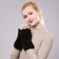 New Women 100% Real Genuine Knitted Mink Fur Mittens Winter Warm Lady Real Fur Fingerless Gloves Handmade Knit Mink Fur Mitten