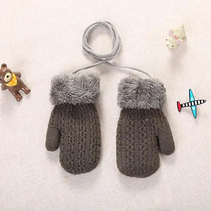 0-4y Baby Winter Gloves Warm Knitted Cute Thick Knit Mittens Patchwork Outdoor Mittens Wool for Toddler Infant Newborn Girls Boy