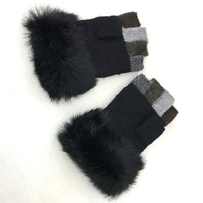 Phone Touch Screen Cheap Wool Half Finger Fingerless Work Mitten Winter Fur Knit Mitten