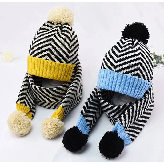 Winter Kid Warm Knit Hat and Scarf Child