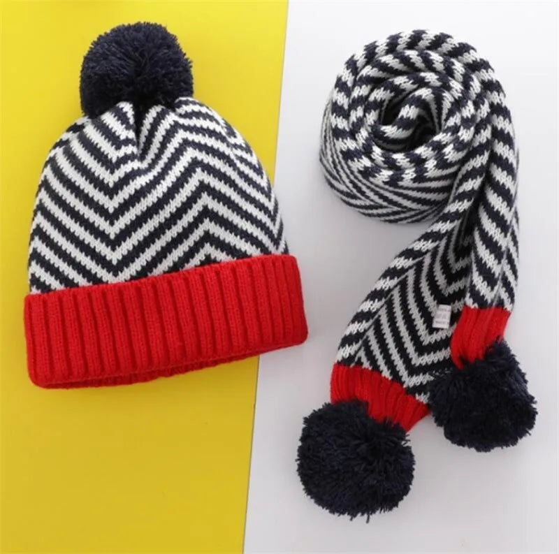 Winter Kid Warm Knit Hat and Scarf Child