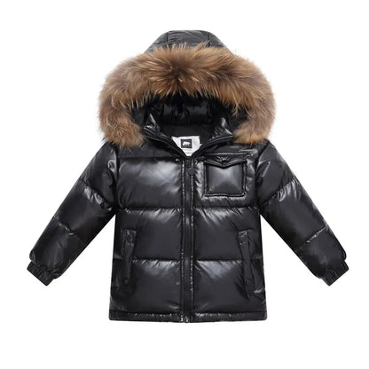 Unisex Winter Coat Down Jacket for Boys Clothes 2-14 Y Children's Clothing Thicken Outerwear & Coats With Nature Fur Parka Kids